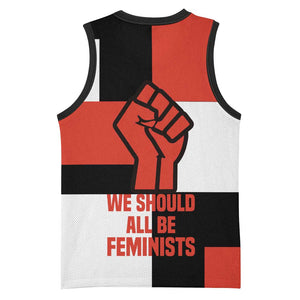 Chimamanda Ngozi Adichie Basketball Jersey with Bold Red Portrait, We Should All Be Feminists Quote - African Pride