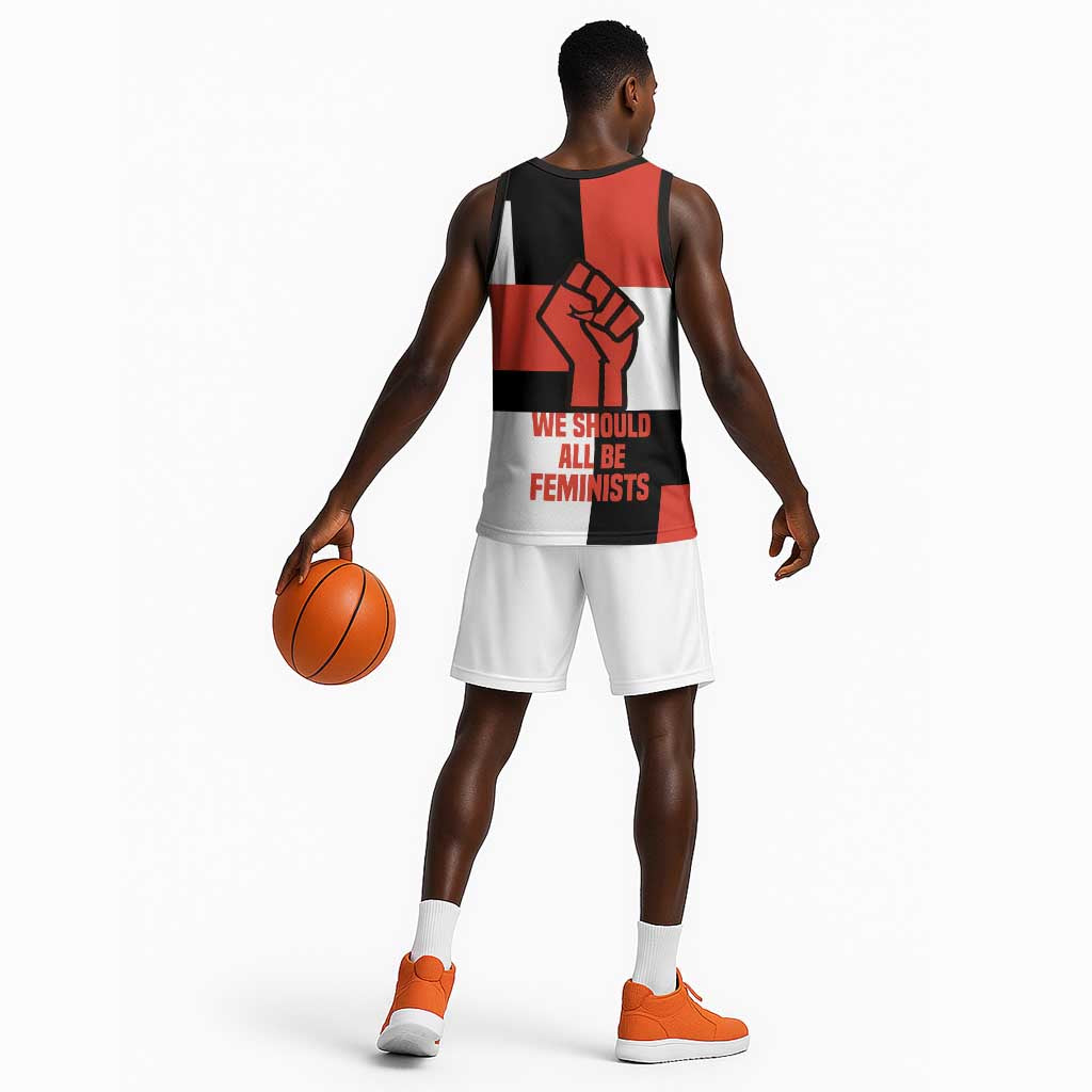 Chimamanda Ngozi Adichie Basketball Jersey with Bold Red Portrait, We Should All Be Feminists Quote - African Pride