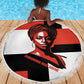 Chimamanda Ngozi Adichie Beach Blanket with Bold Red Portrait, We Should All Be Feminists Quote - African Pride