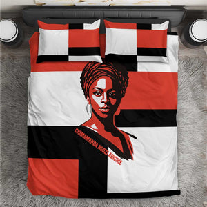 Chimamanda Ngozi Adichie Bedding Set with Bold Red Portrait, We Should All Be Feminists Quote - African Pride