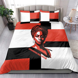 Chimamanda Ngozi Adichie Bedding Set with Bold Red Portrait, We Should All Be Feminists Quote - African Pride