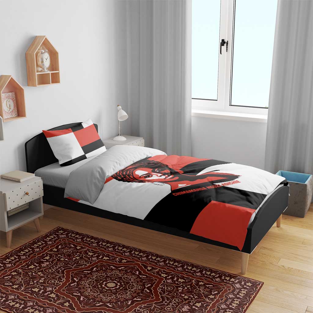 Chimamanda Ngozi Adichie Bedding Set with Bold Red Portrait, We Should All Be Feminists Quote - African Pride