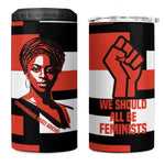 Chimamanda Ngozi Adichie 4 in 1 Can Cooler Tumbler with Bold Red Portrait, We Should All Be Feminists Quote - African Pride