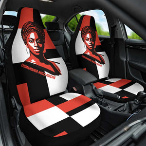 Chimamanda Ngozi Adichie Car Seat Cover with Bold Red Portrait, We Should All Be Feminists Quote - African Pride