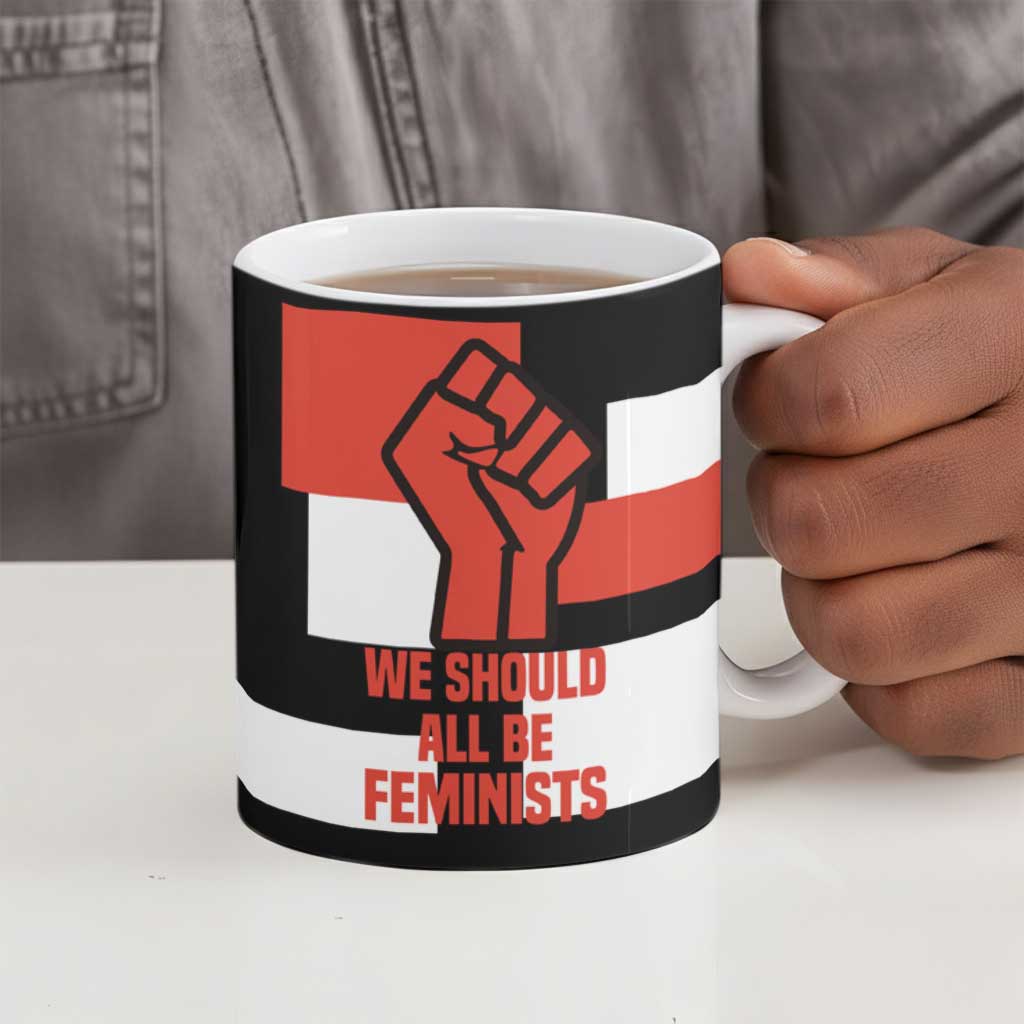 Chimamanda Ngozi Adichie Ceramic Mug with Bold Red Portrait, We Should All Be Feminists Quote - African Pride