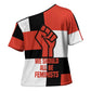 Chimamanda Ngozi Adichie Cross Shoulder Shirt with Bold Red Portrait, We Should All Be Feminists Quote - African Pride