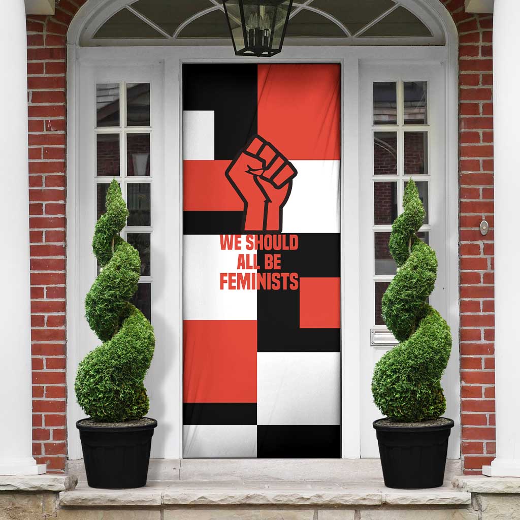 Chimamanda Ngozi Adichie Door Cover with Bold Red Portrait, We Should All Be Feminists Quote - African Pride