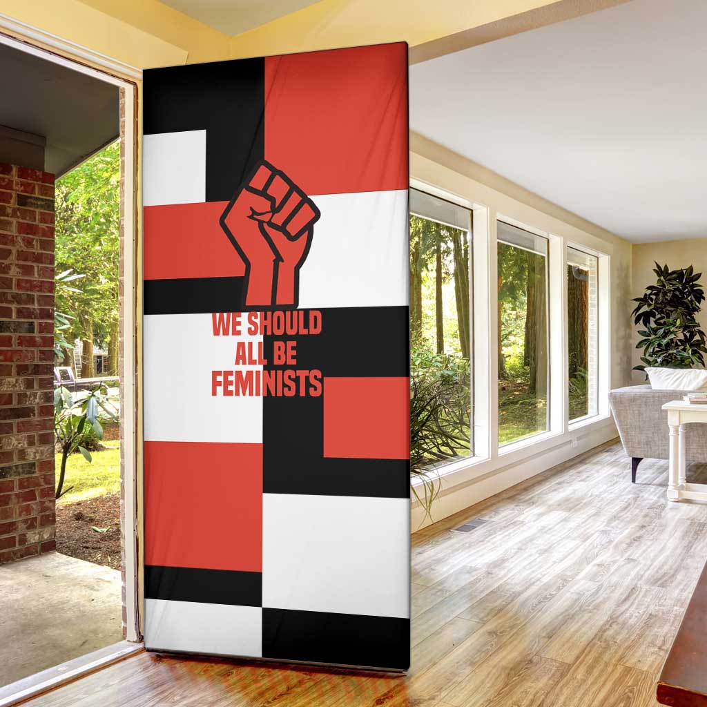 Chimamanda Ngozi Adichie Door Cover with Bold Red Portrait, We Should All Be Feminists Quote - African Pride