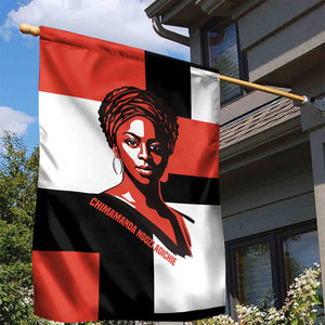 Chimamanda Ngozi Adichie Garden Flag with Bold Red Portrait, We Should All Be Feminists Quote - African Pride