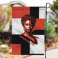 Chimamanda Ngozi Adichie Garden Flag with Bold Red Portrait, We Should All Be Feminists Quote - African Pride