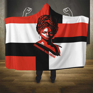 Chimamanda Ngozi Adichie Hooded Blanket with Bold Red Portrait, We Should All Be Feminists Quote - African Pride