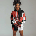 Chimamanda Ngozi Adichie Hoodie Dress with Bold Red Portrait, We Should All Be Feminists Quote - African Pride