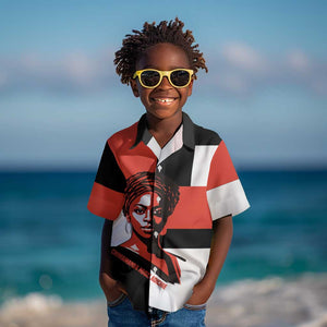 Chimamanda Ngozi Adichie Kid Hawaiian Shirt with Bold Red Portrait, We Should All Be Feminists Quote - African Pride