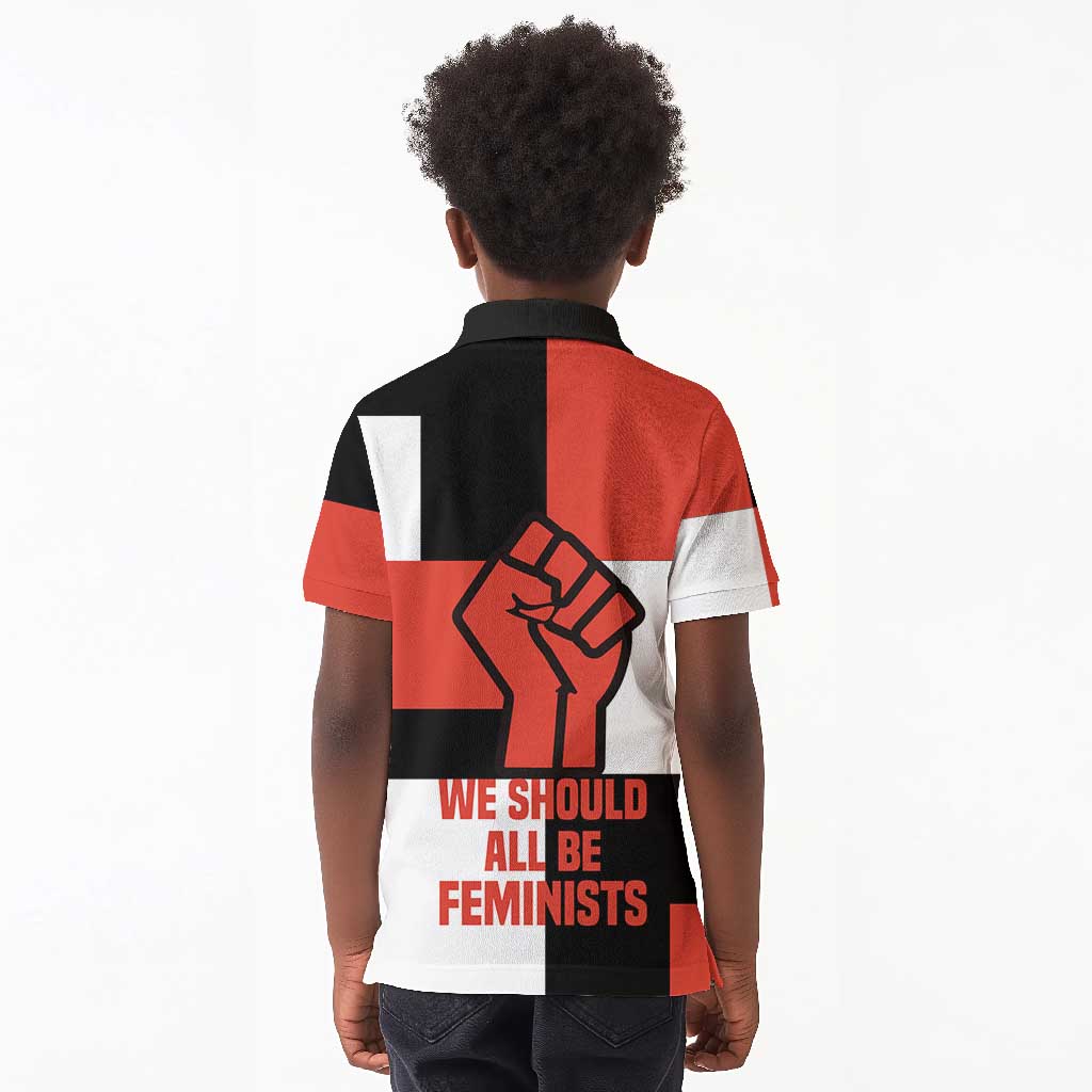 Chimamanda Ngozi Adichie Kid Polo Shirt with Bold Red Portrait, We Should All Be Feminists Quote - African Pride
