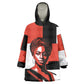 Chimamanda Ngozi Adichie Kid Wearable Blanket Hoodie with Bold Red Portrait, We Should All Be Feminists Quote - African Pride