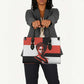 Chimamanda Ngozi Adichie Leather Bag with Bold Red Portrait, We Should All Be Feminists Quote - African Pride