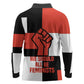 Chimamanda Ngozi Adichie Long Sleeve Polo Shirt with Bold Red Portrait, We Should All Be Feminists Quote - African Pride