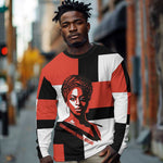 Chimamanda Ngozi Adichie Long Sleeve Shirt with Bold Red Portrait, We Should All Be Feminists Quote - African Pride