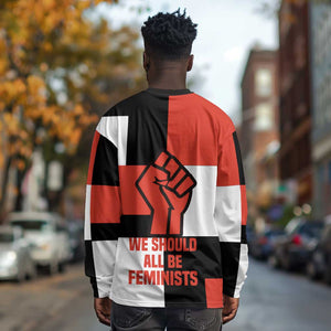 Chimamanda Ngozi Adichie Long Sleeve Shirt with Bold Red Portrait, We Should All Be Feminists Quote - African Pride