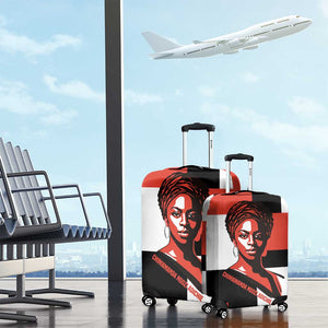 Chimamanda Ngozi Adichie Luggage Cover with Bold Red Portrait, We Should All Be Feminists Quote - African Pride