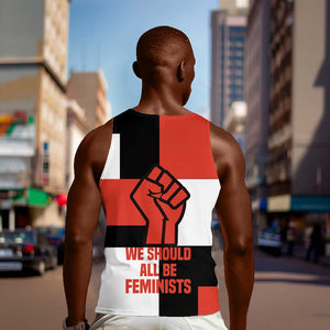 Chimamanda Ngozi Adichie Men Tank Top with Bold Red Portrait, We Should All Be Feminists Quote - African Pride