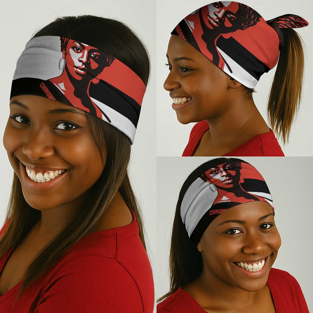 Chimamanda Ngozi Adichie Neck Gaiter with Bold Red Portrait, We Should All Be Feminists Quote - African Pride