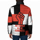 Chimamanda Ngozi Adichie Padded Jacket with Bold Red Portrait, We Should All Be Feminists Quote - African Pride