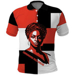 Chimamanda Ngozi Adichie Polo Shirt with Bold Red Portrait, We Should All Be Feminists Quote - African Pride