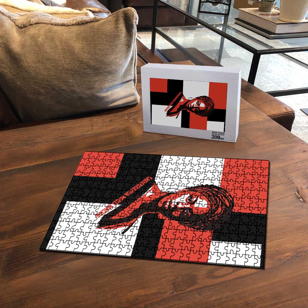 Chimamanda Ngozi Adichie Puzzle with Bold Red Portrait, We Should All Be Feminists Quote - African Pride