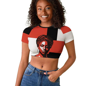 Chimamanda Ngozi Adichie Raglan Cropped T shirt with Bold Red Portrait, We Should All Be Feminists Quote - African Pride