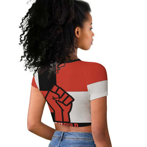 Chimamanda Ngozi Adichie Raglan Cropped T shirt with Bold Red Portrait, We Should All Be Feminists Quote - African Pride