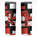Chimamanda Ngozi Adichie Skinny Tumbler with Bold Red Portrait, We Should All Be Feminists Quote - African Pride