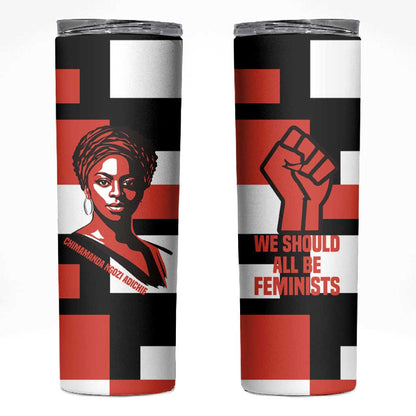 Chimamanda Ngozi Adichie Skinny Tumbler with Bold Red Portrait, We Should All Be Feminists Quote - African Pride