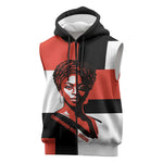 Chimamanda Ngozi Adichie Sleeveless Zip Hoodie with Bold Red Portrait, We Should All Be Feminists Quote - African Pride