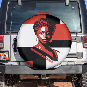 Chimamanda Ngozi Adichie Spare Tire Cover with Bold Red Portrait, We Should All Be Feminists Quote - African Pride