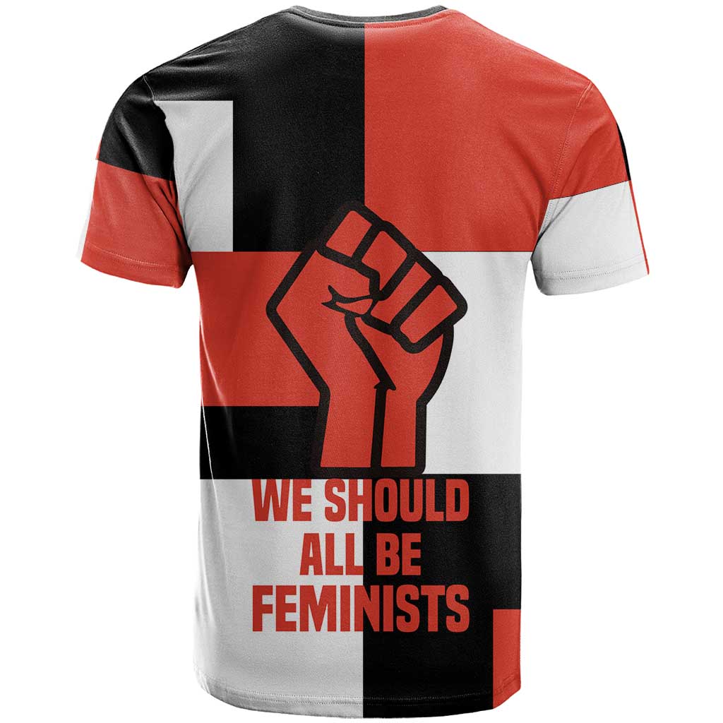 Chimamanda Ngozi Adichie T shirt with Bold Red Portrait, We Should All Be Feminists Quote - African Pride