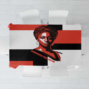 Chimamanda Ngozi Adichie Tablecloth with Bold Red Portrait, We Should All Be Feminists Quote - African Pride