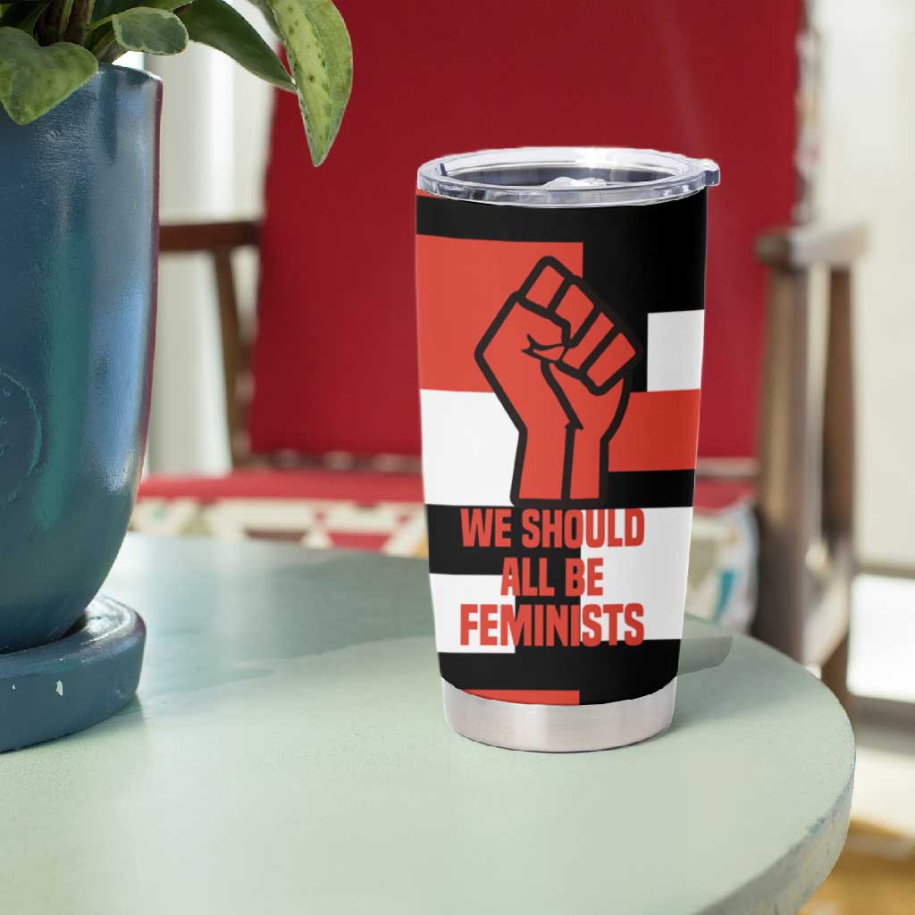 Chimamanda Ngozi Adichie Tumbler Cup with Bold Red Portrait, We Should All Be Feminists Quote - African Pride