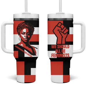 Chimamanda Ngozi Adichie Tumbler With Handle with Bold Red Portrait, We Should All Be Feminists Quote - African Pride