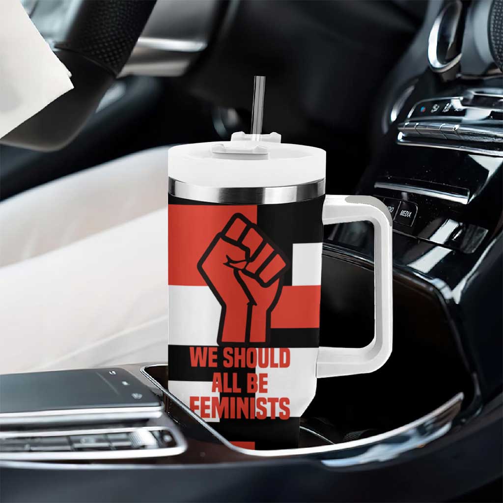 Chimamanda Ngozi Adichie Tumbler With Handle with Bold Red Portrait, We Should All Be Feminists Quote - African Pride