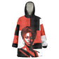Chimamanda Ngozi Adichie Wearable Blanket Hoodie with Bold Red Portrait, We Should All Be Feminists Quote - African Pride
