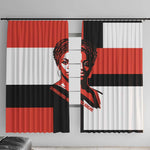 Chimamanda Ngozi Adichie Window Curtain with Bold Red Portrait, We Should All Be Feminists Quote - African Pride