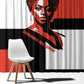 Chimamanda Ngozi Adichie Window Curtain with Bold Red Portrait, We Should All Be Feminists Quote - African Pride