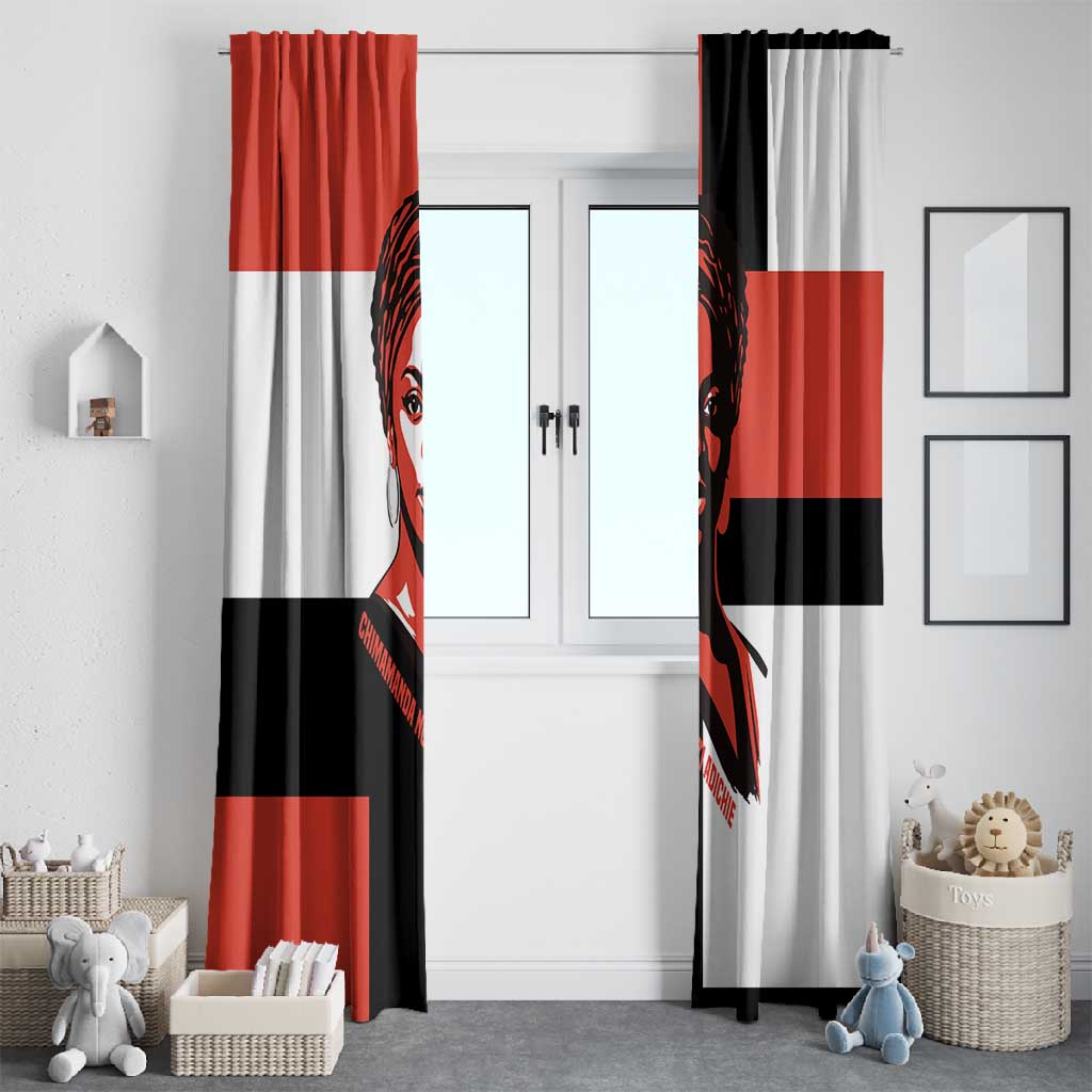Chimamanda Ngozi Adichie Window Curtain with Bold Red Portrait, We Should All Be Feminists Quote - African Pride