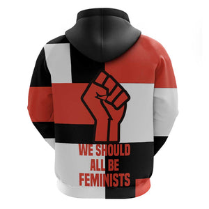 Chimamanda Ngozi Adichie Zip Hoodie with Bold Red Portrait, We Should All Be Feminists Quote - African Pride