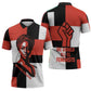 Chimamanda Ngozi Adichie Zipper Polo Shirt with Bold Red Portrait, We Should All Be Feminists Quote - African Pride