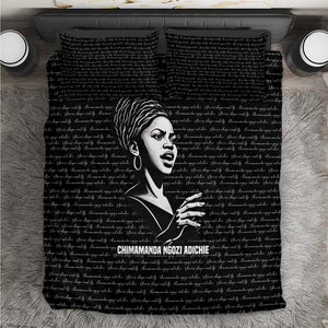 Chimamanda Ngozi Adichie Bedding Set with Expressive Speaking Portrait, Stories Shape Reality - African Pride