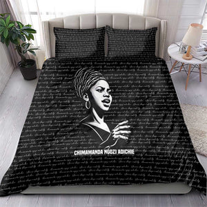 Chimamanda Ngozi Adichie Bedding Set with Expressive Speaking Portrait, Stories Shape Reality - African Pride
