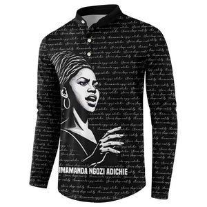 Chimamanda Ngozi Adichie Button Sweatshirt with Expressive Speaking Portrait, Stories Shape Reality