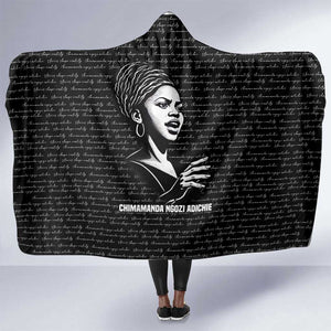 Chimamanda Ngozi Adichie Hooded Blanket with Expressive Speaking Portrait, Stories Shape Reality - African Pride